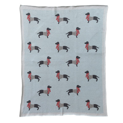 Dachshund Parade Cotton Knit Baby Blanket