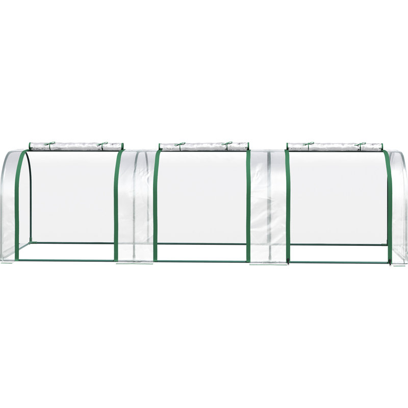 Mini serre 10 'x 3' 2,5 'avec, avec sorties à fermeture à glissière, - fondation en acier imperméable et solide pour les pratiques de jardinage à l'année, serre, couloirs, - cadre de stalle de protection prolongé