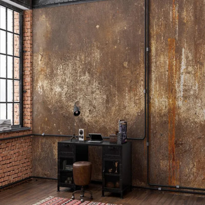 Rustic Metallic Concrete Wall Mural