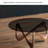 Round toughened glass solid wood coffee table-105353531