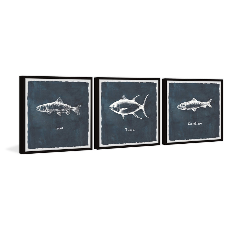 Lonoke Tuna And Sardine by Marmont Hill - 3 Piece Print Set, 45cm H x 45cm W x 3.81cm D