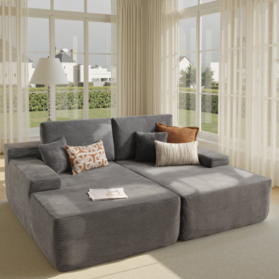  No Assembly Required Compression Packed 2-piece Cloud Modular Upholstered Sectional Sofa     