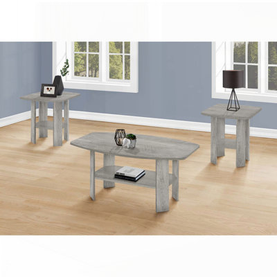 3-Piece Coffee and End Table Set with Shelves Industrial