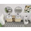 Meuble-lavabo mural 60 po à double cuve - 5 options de couleur de lavabo (motifs blanc / noir / marbre) + armoire en bois clair et tablette centrale ouverte-405483785