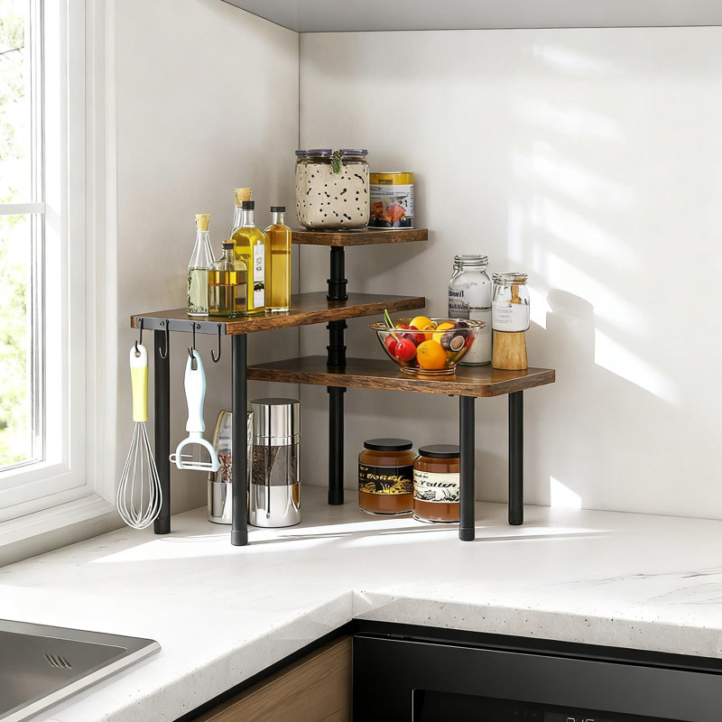 3-Tier Rotating Wooden Spice Rack (Brown)