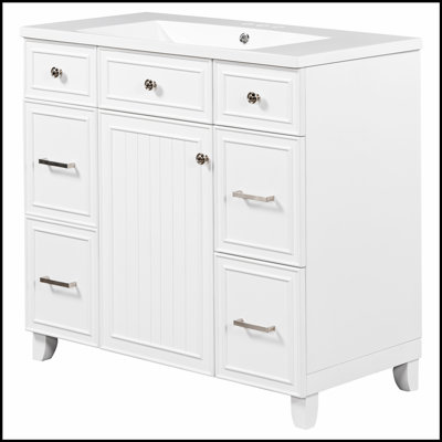 Armoire de meuble-lavabo 36 po avec comptoir de lavabo, beaucoup de rangement pour des salles de bain organisées et élégantes