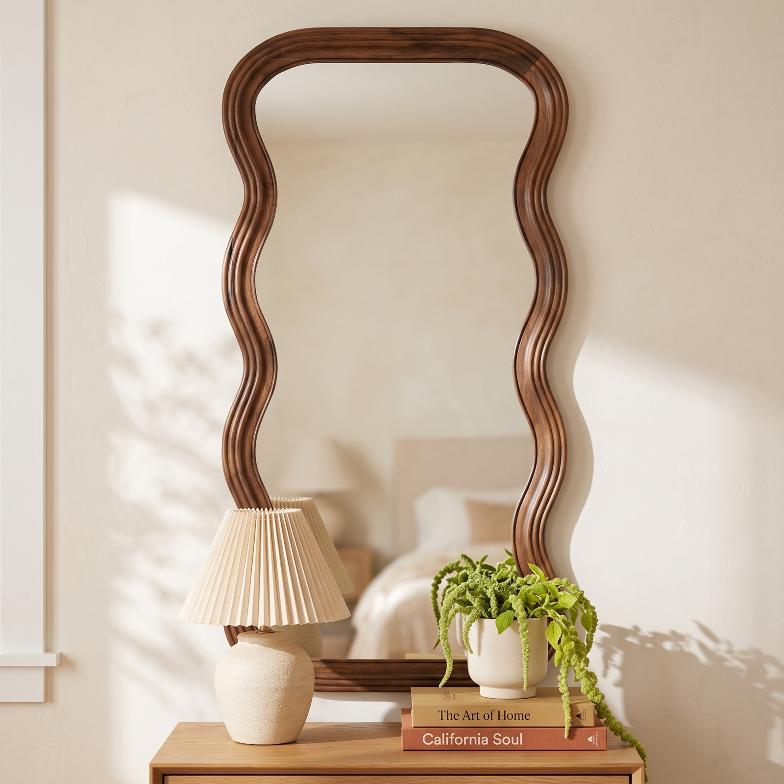 Axinia Solid Wood Wavy Floor Mirror