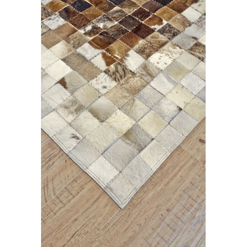 Adans Cowhide Geometric Indoor Rug, Rectangle 6' x 9'