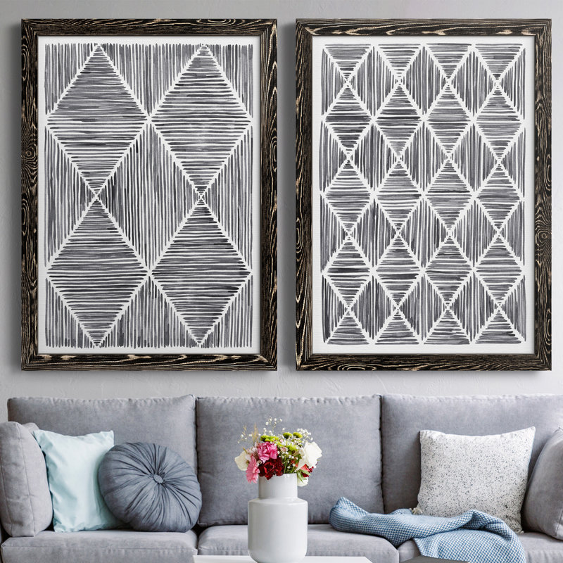 " Vibrato III " 2 - Pieces, 43.5" H x 31.5" W x 1" D, Black Framed Canvas