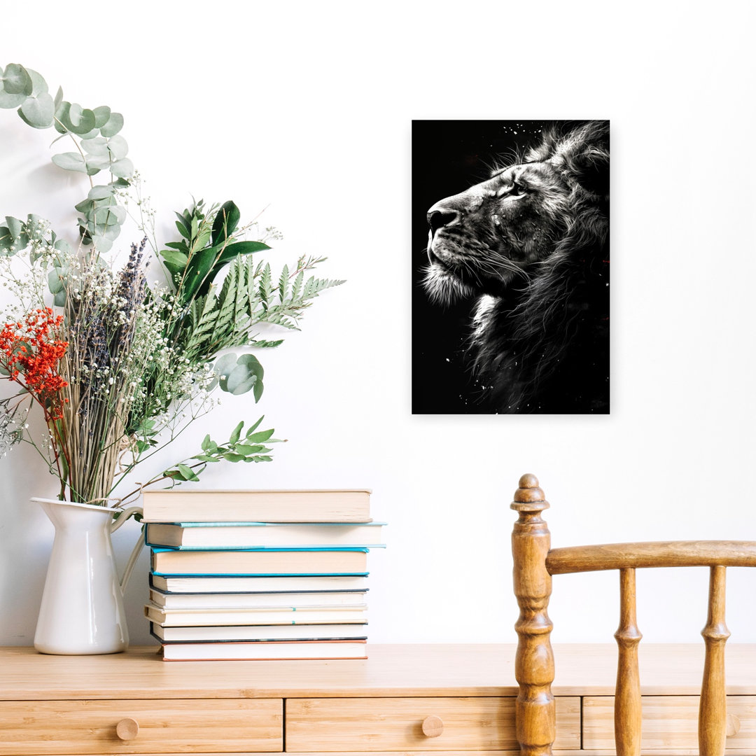 Lion Black And White Watercolor Animal Art Contemporary Cat Lion Animal Wall Art Print