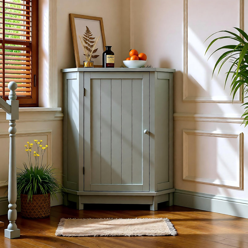 Armoire de rangement d'angle grise avec plateau réglable, Gris