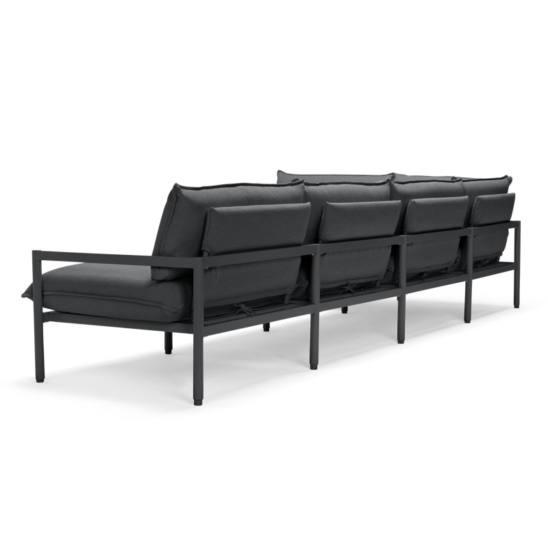 136'' Wide Outdoor Reversible Patio Sectional with Sunbrella Cushions, Charcoal