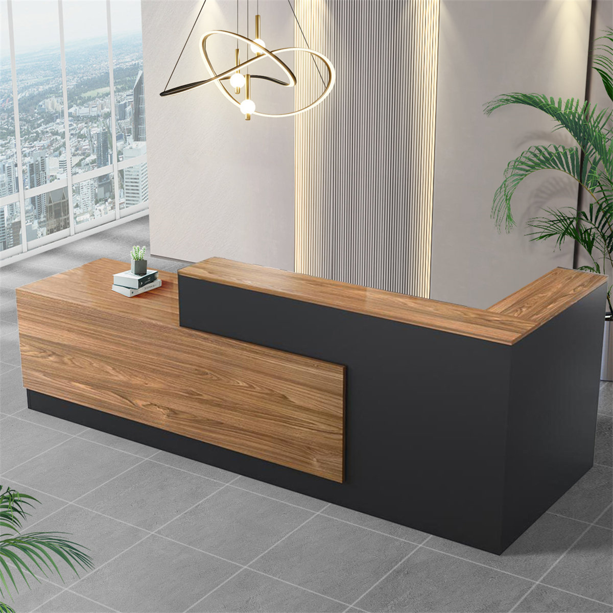 Ivy Bronx Nevine L Shaped Laminate Reception Desk With Filing Cabinet