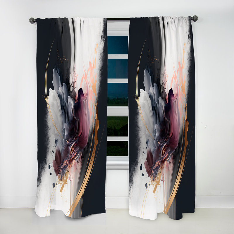 Gold Purple Transcending Complexity I - Modern Curtain - Velvet Room Darkening - 1 panel, 52" W x 84" L