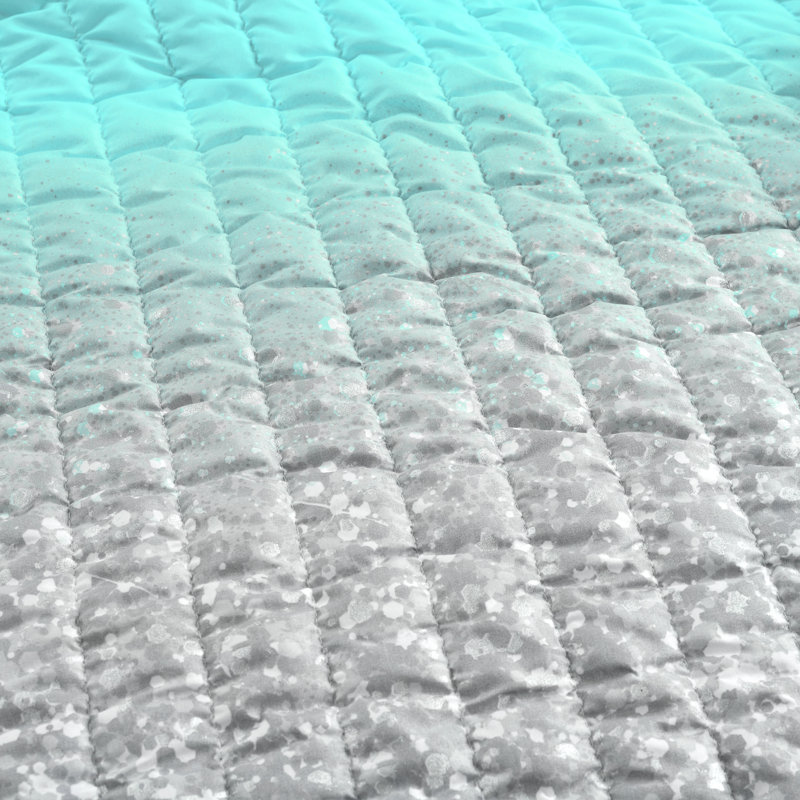 Ensemble de courtepointe en microfibre, Courtepointe pour grand lit + 2 taies décoratives, Turquoise