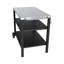 Chariot de barbecue extérieur à 3 niveaux avec surface en acier inoxydable, roues de table de préparation barbecue, barre de service roulante pour patio et cour arrière, support de four à pizza en noir, construction, grand rangement, stable