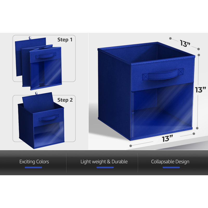 Sorbus Storage Bins with Clear Window - 6 Foldable Baskets with Handles, 13"  x 13"  x 13", Deep Rainbow
