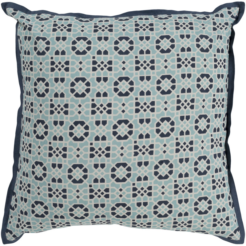 Francesco Bohemian Global Cotton Throw Pillow, 20" H x 20" W, No Fill, Aqua/Cream