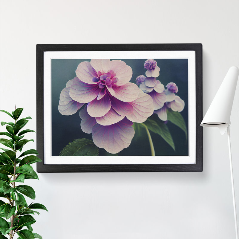 Enchanting Hydrangea Flowers - Single Picture Frame Print, 25cm H x 34cm W x 2cm D, Black Framed
