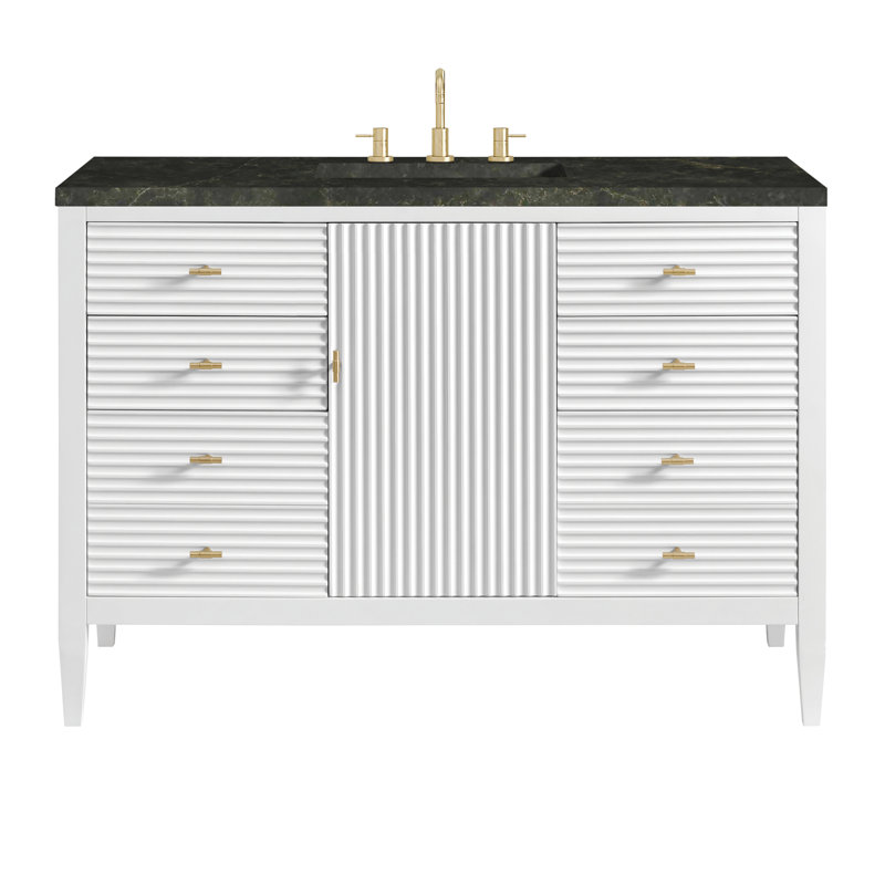 48 in. Handmade Single Vanity, Bright White, Phantome Eclos, 8" Widespread