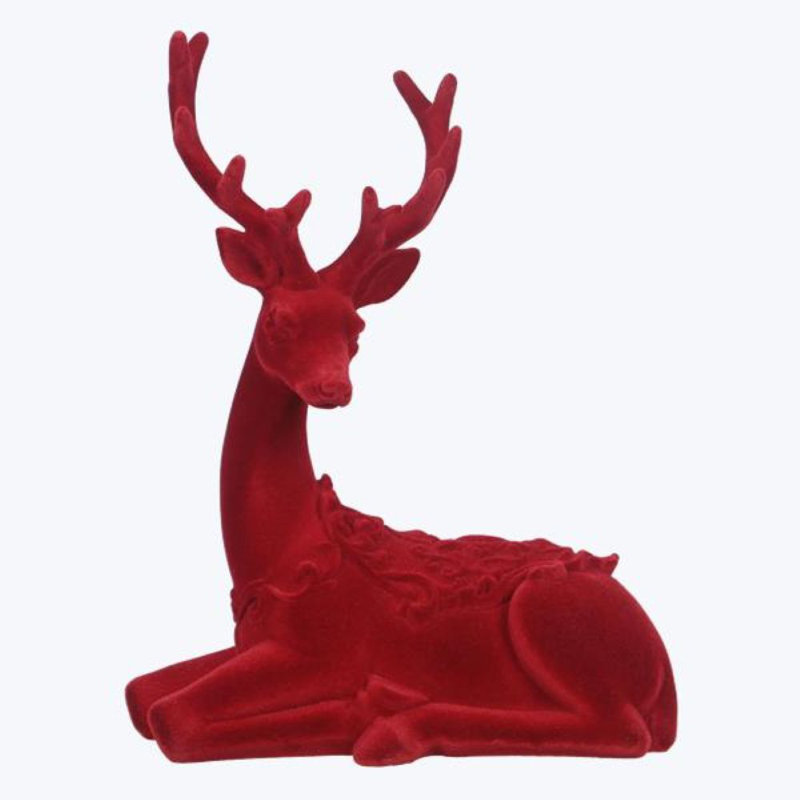 Resin Flocking Deer Tabletop Red