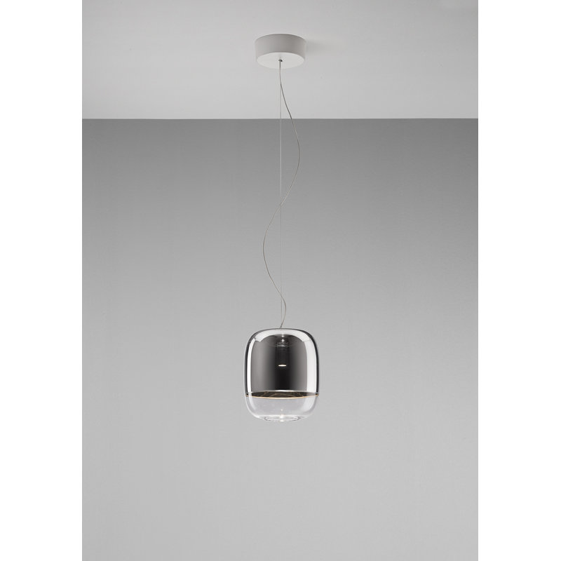 Gong 1 - Light Chrome LED Single Pendant, No, Silver Transmirror, 200cm H x 18cm W x 18cm D