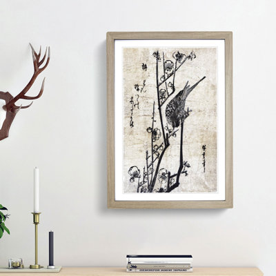 Sketch of a Bird upon a Branch by Utagawa Hiroshige - Framed Print
