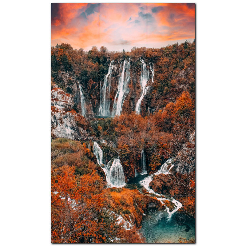 Murale en céramique satinée 6 "x 6" Waterfalls Photo