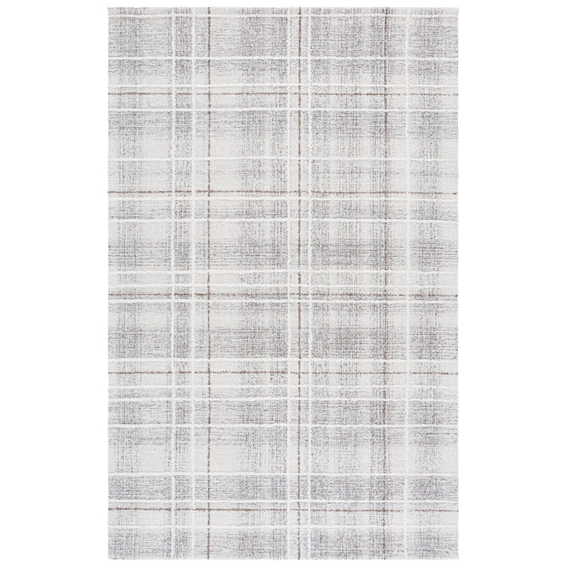 Genre 503 Hand Tufted 80% Wool; 20% Cotton Plaid Rug, Rectangle 4' x 6'