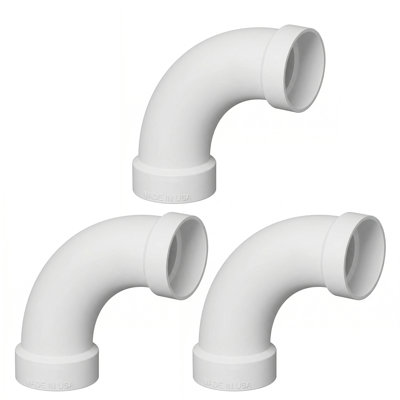 Coude 90 ° à 6 pans de 6 pouces en PVC à longue élasticité, raccord de plomberie Hub x Hub pour systèmes d'évacuation, d'évacuation et d'évacuation, (paquet de 3)