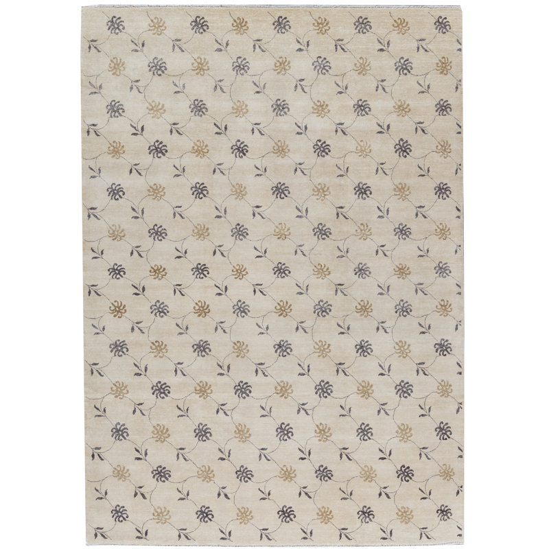 Tapis ivoire noué à la main de haute qualité