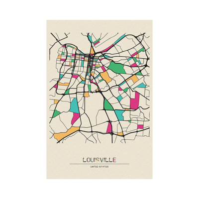 «Louisville, Kentucky Map» par Ayse Deniz Akerman - Toile tendue, estampe numérique sur toile tendue