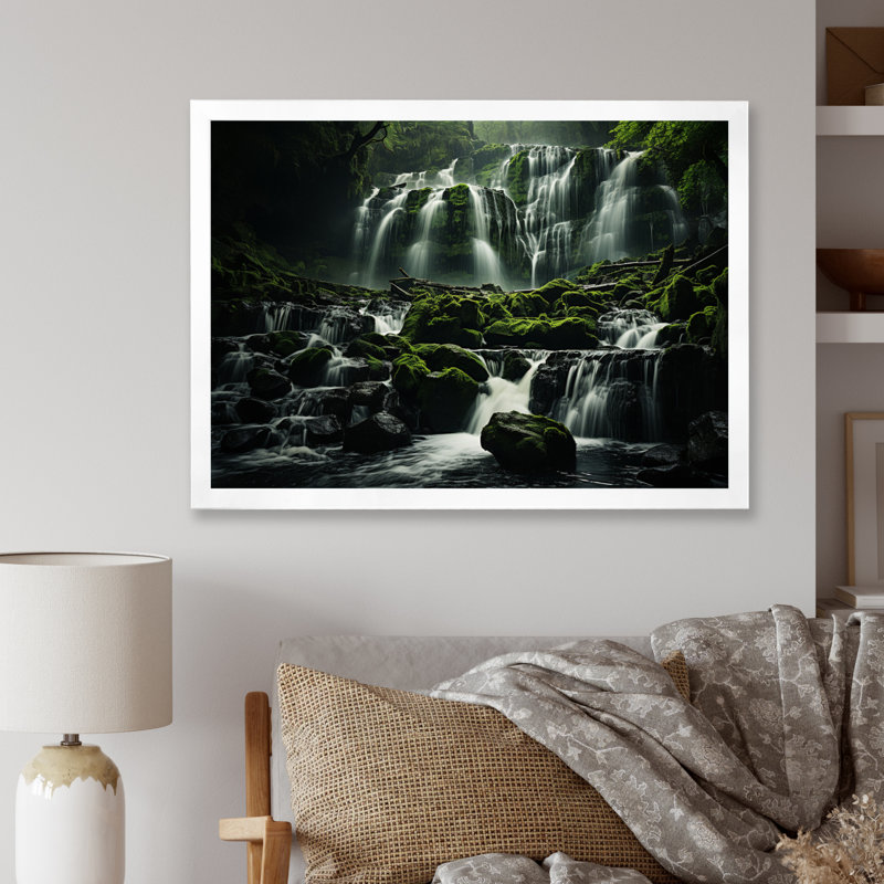 Décoration murale cascade Sublime Symphony - Paysages, Cadre simple blanc, H 34 po x l 44 po x P 1,5 po