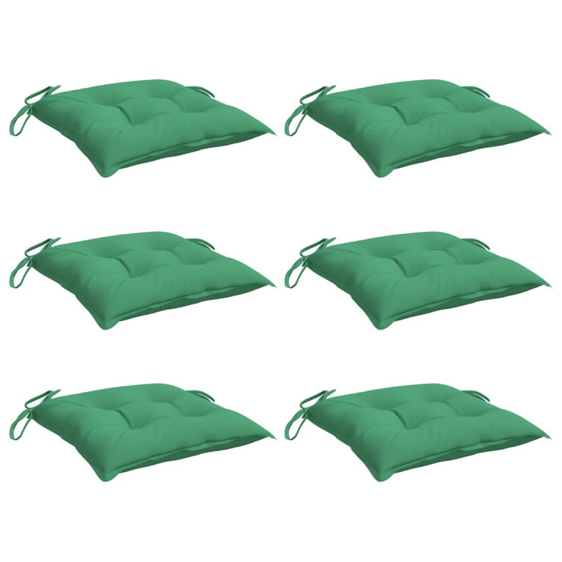 Ensemble de 6 coussins de chaise d'extérieur 100% polyester vert Oxford, H 15,7 po x l 15,7 po x P 2,8 po, Vert