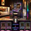 Dressing Table with Human Sensor RGB Lights, Tempered Glass Top, and Quick-Charging Station-158589792