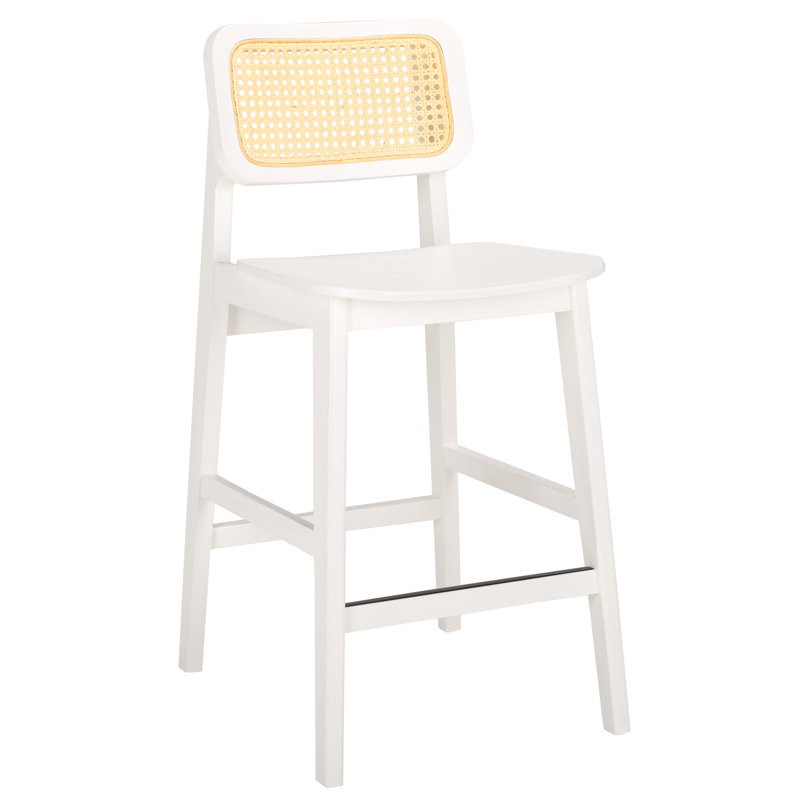 Luz Cane Counter Stool, White/Natural