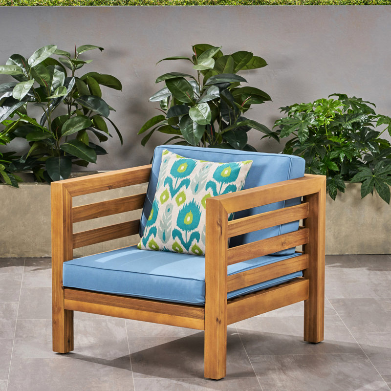 Ensemble de 2 fauteuils club de style Mid-Century Modern - Bois, Bleu noyer