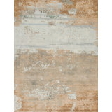 Whimsical R Hand Knotted Wool Abstract Area Rug in Beige/Ivory/Brown