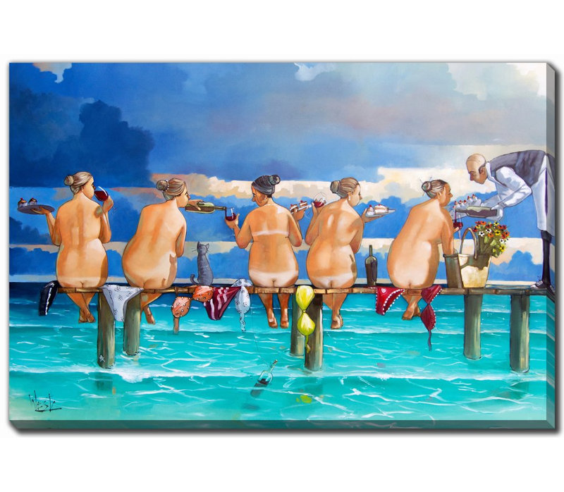 «Avilyn Wine On The Jetty», art mural sur toile, H 22 po x l 28 po, Cadre flottant blanc