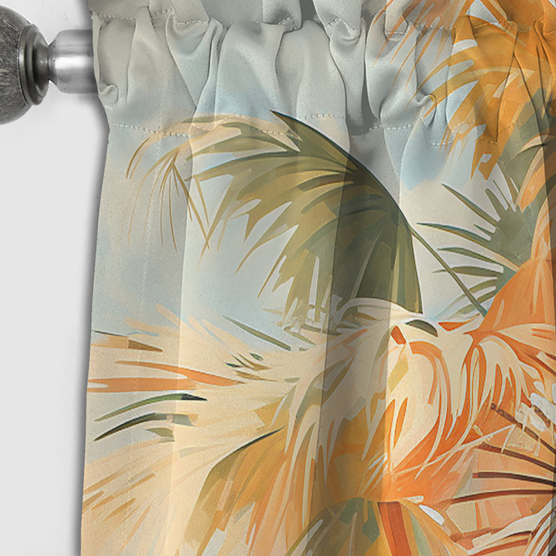 Brogden - Palm Trees Curtain - Blackout Floral Curtain - 1 Panels, 52" W x 108" L