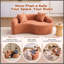Canapé d'angle incurvé en chenille LY-042 : double profondeur (54 et 68 cm), rose corail, sans assemblage, compact pour petits espaces, 181 kg, 170 cm de longueur-1948292049-1948292052