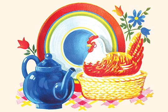 «Chicken Casserole Plat and Teapot», impression