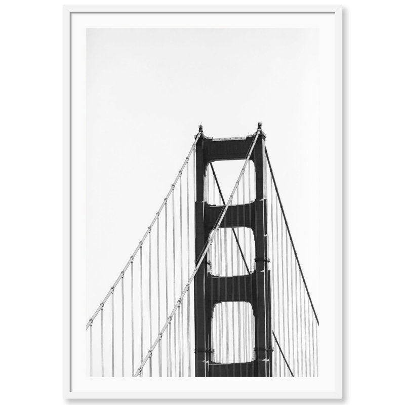 Golden Gate Bridge Print by Carly Tabak, White Wood, 31" W x 44" H