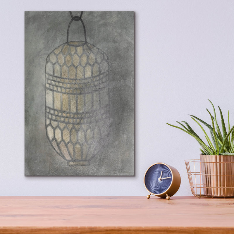 Art mural en verre acrylique épique «Crêpe lanterne 2» par Vanna Lam, 12 po x 16 po