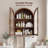Modern Arched Wall Mounted Storage Cabinet with Glass Doors, Wooden Display Cabinet with 2 Shelves for Laundry Room,Living Room,Kitchen, 23.62" W x 9.45" D x 34.65" H-371107434-371107413
