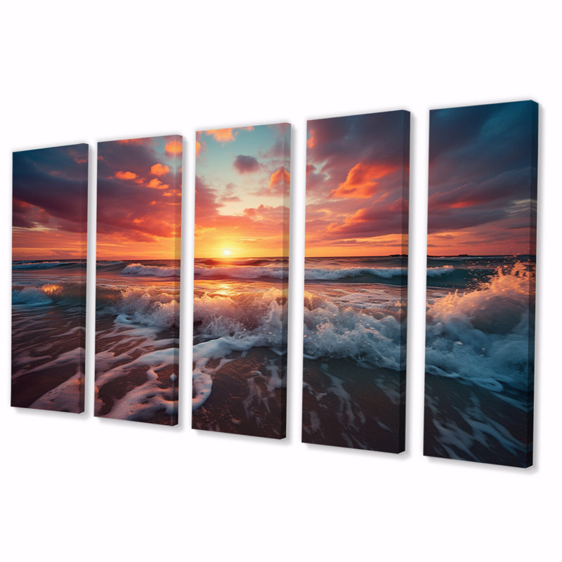 «Sunset Ocean Of Dreams II» sur toile, reproduction de 5 pièces