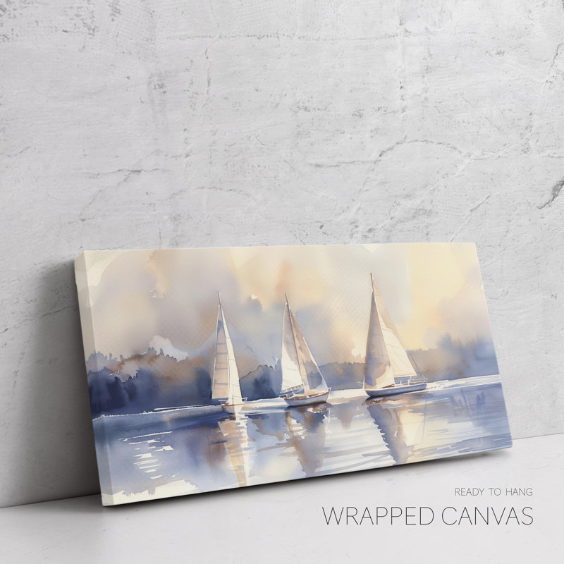 Air voiliers, art mural très grand, décor côtier, Toile tendue, H 30 po x l 60 po x P 1,5 po