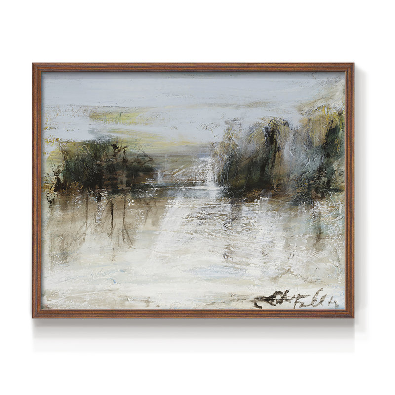 Wintery Horizon I - Reproduction encadrée - Restickable, H 16 po x l 20 po, Noyer