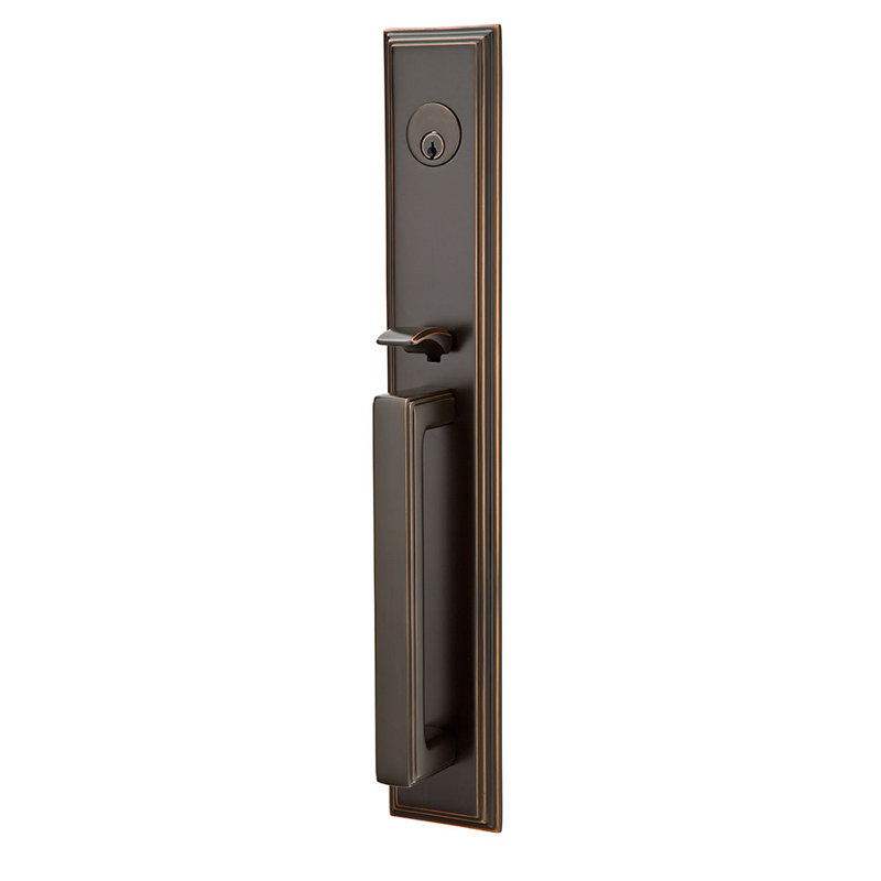 Ensemble de poignées à mortaise Melrose, Bronze huilé, Levier Poséidon, Droitier