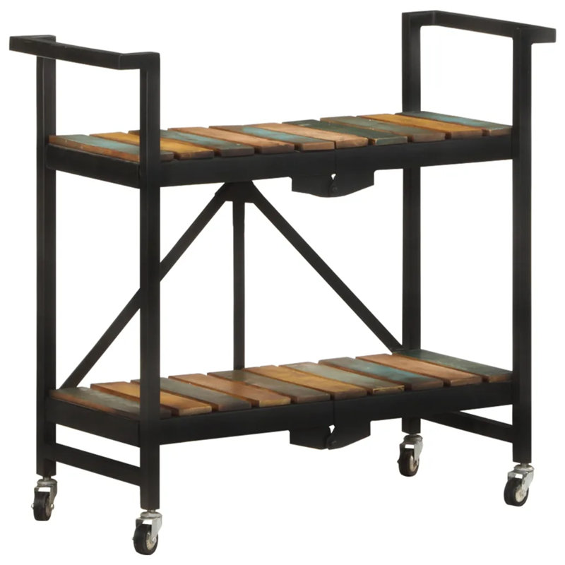 Angeville Solid Wood Kitchen Cart, Natural/Green